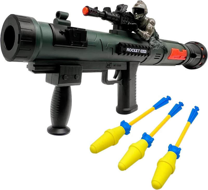 Lichterfüllter Spielzeug-Raketenwerfer mit 3 Schaumstoff-Raketen für Jungen