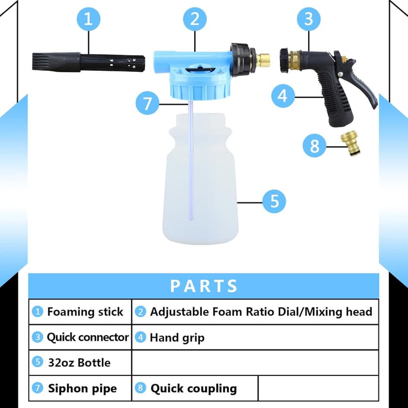Multifunktionale Schaumpistole für Auto- und Motorradreinigung, 900ML