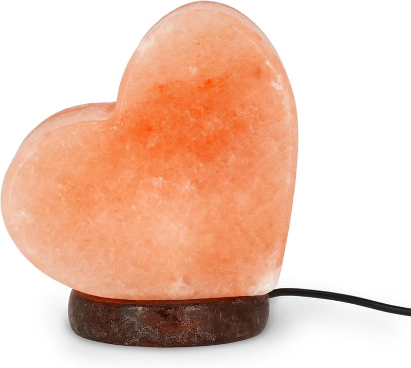 Herzförmige Himalaya-Salzlampe mit warmweißem Licht, 100% natürlich