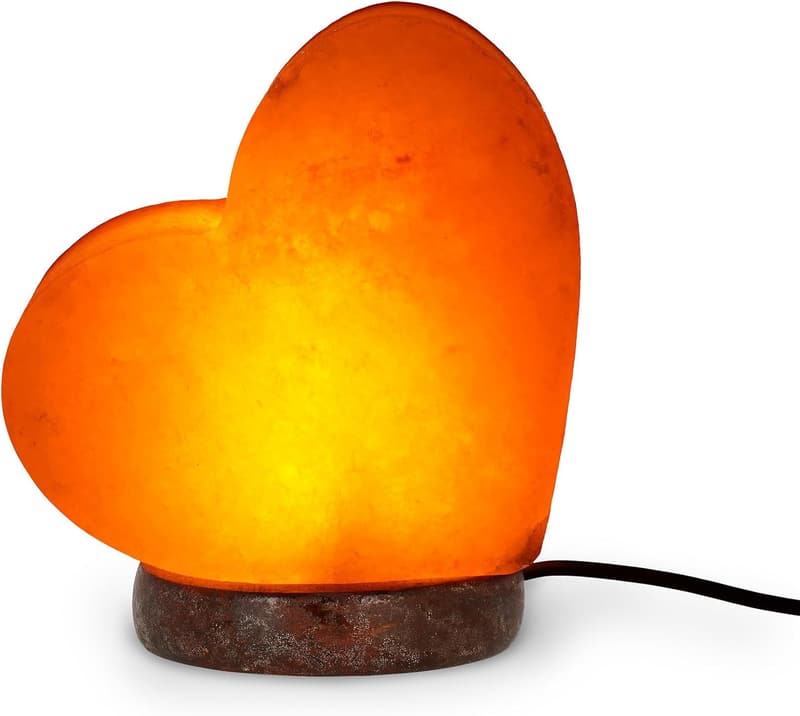 Herzförmige Himalaya-Salzlampe mit warmweißem Licht, 100% natürlich