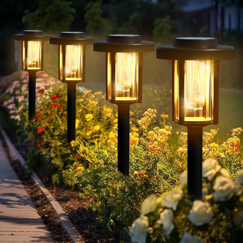4er Set Solarlampen für Garten und Terrasse, wasserdicht, warmweiß