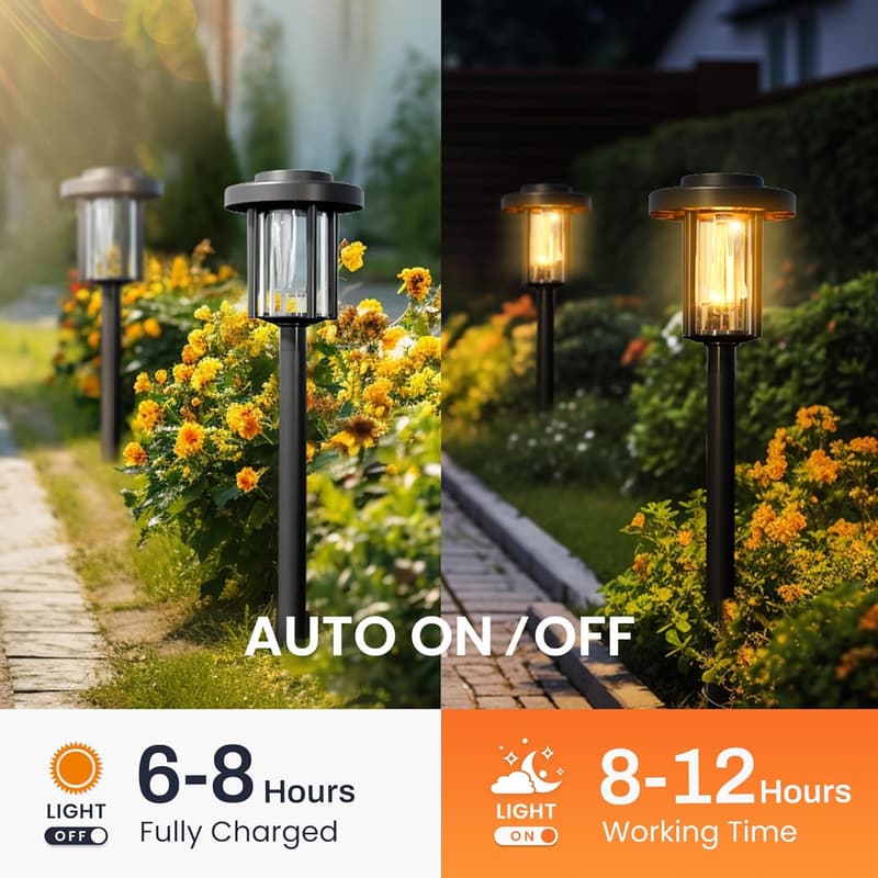 4er Set Solarlampen für Garten und Terrasse, wasserdicht, warmweiß