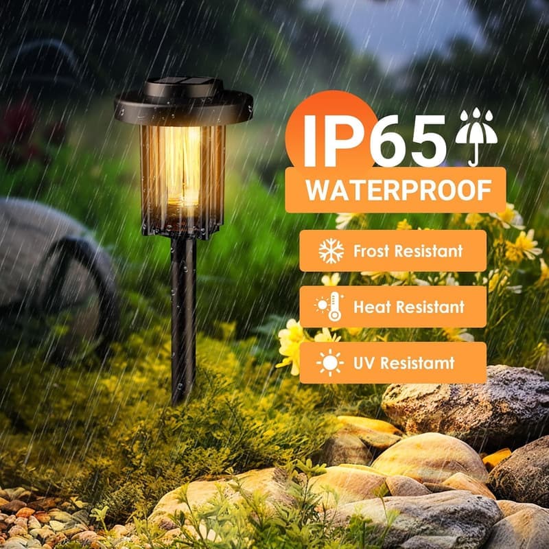 4er Set Solarlampen für Garten und Terrasse, wasserdicht, warmweiß