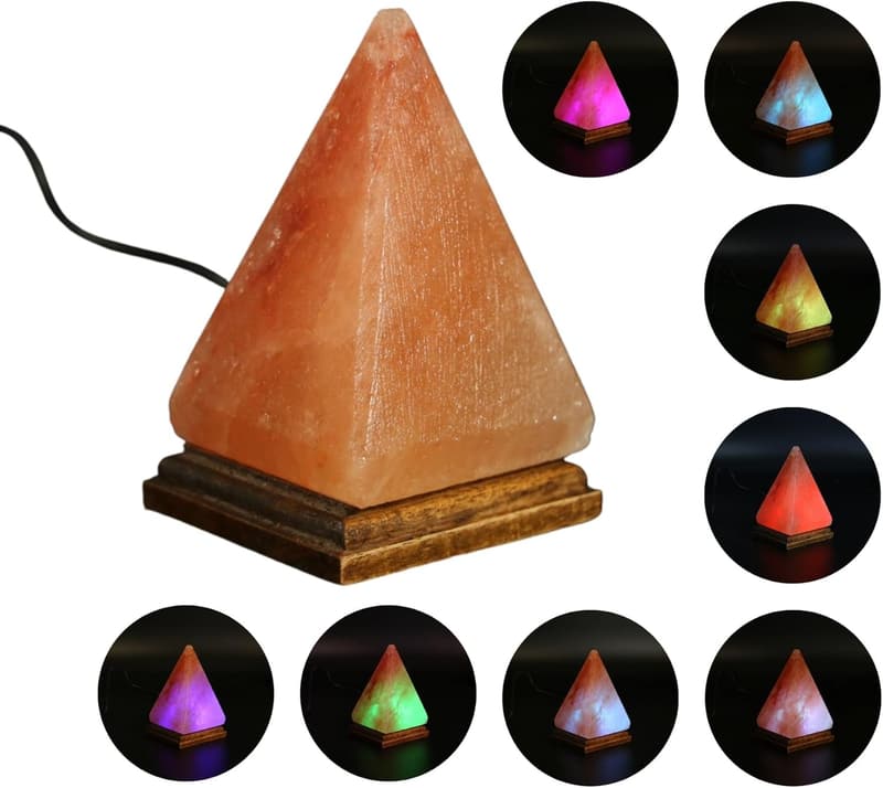 Himalaya Salzkristall Lampe mit Farbwechsel – Pyramide aus reinem Salzstein