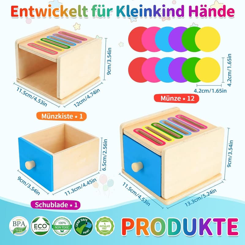 Montessori Holzspielzeug für Kinder ab 1 Jahr – Farbsortierspiel