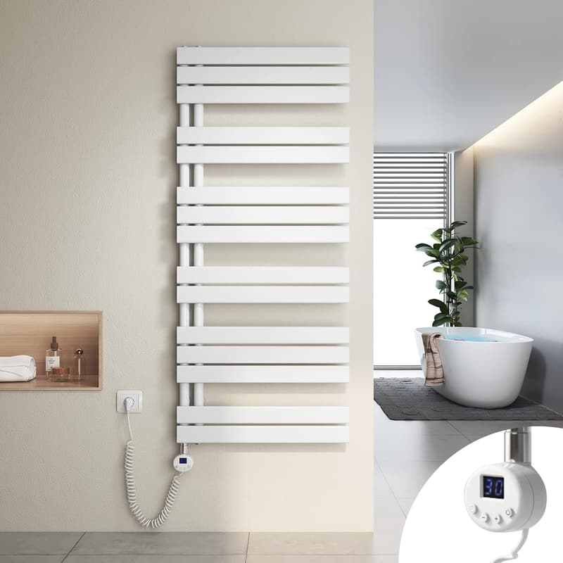 Elektrischer Handtuchheizkörper mit digitalem Thermostat, 800 Watt, 1385x600mm