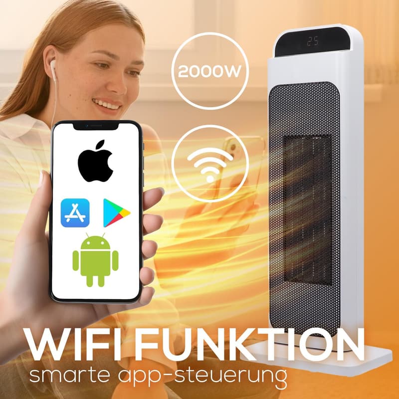 Keramik-Heizlüfter 2000W mit WiFi-Steuerung und Fernbedienung