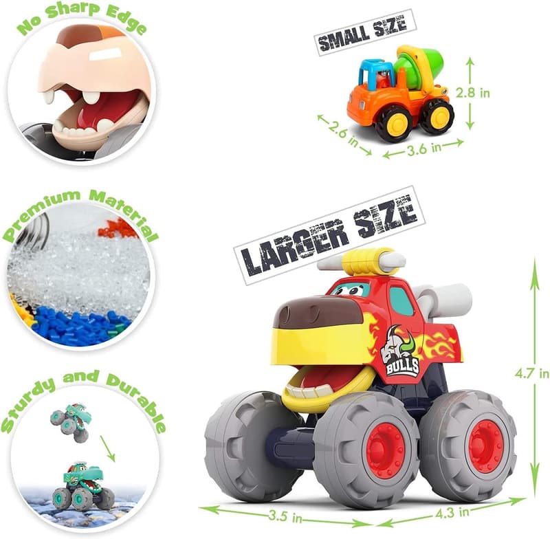 Monstertruck-Spielzeug Set für Jungen (1-3 Jahre), 3 Stück, Reibungslauf