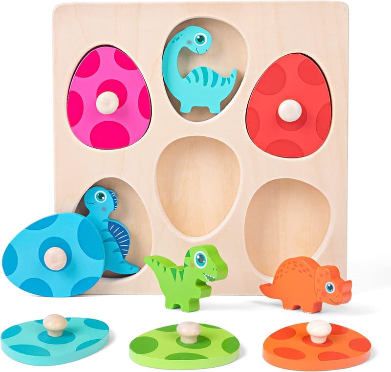 Montessori Holzpuzzle Dino-Eier für Kinder ab 1 Jahr