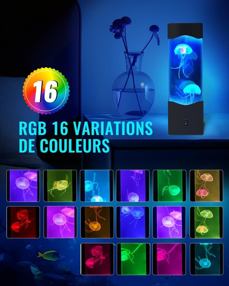 RGB Quallenlampe mit 16 Farben – USB & Batteriebetriebenes Nachtlicht für Kinder
