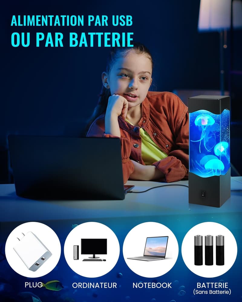RGB Quallenlampe mit 16 Farben – USB & Batteriebetriebenes Nachtlicht für Kinder
