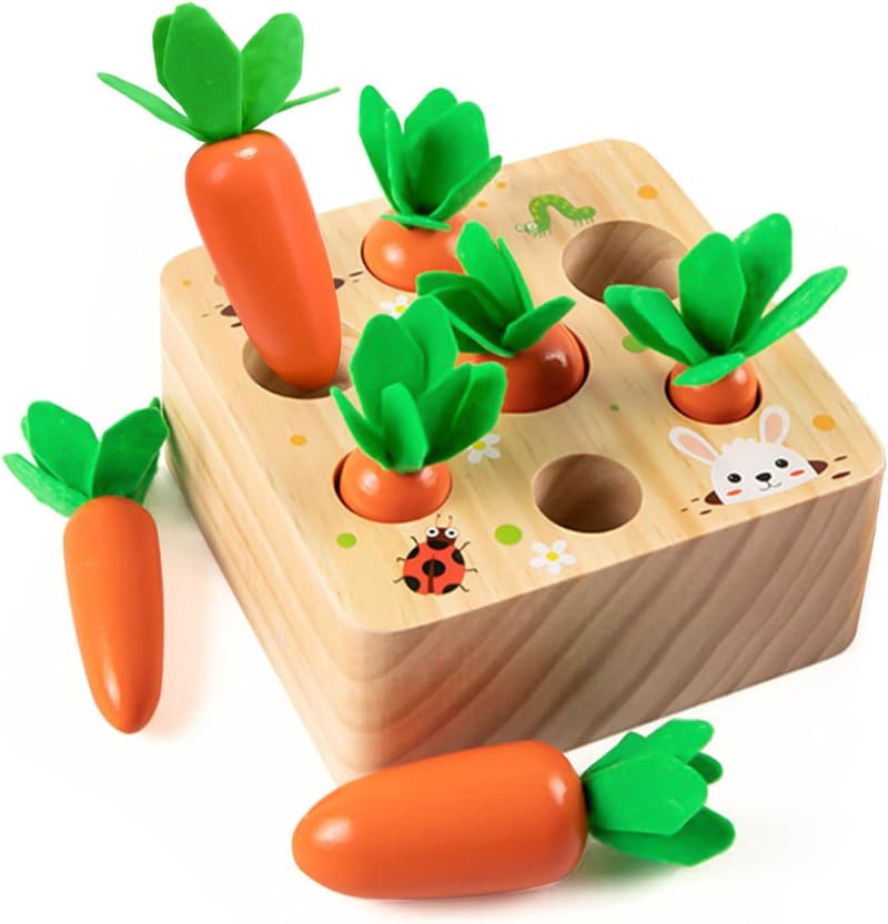 Montessori Holzspielzeug Karottenernte für Kinder ab 1 Jahr
