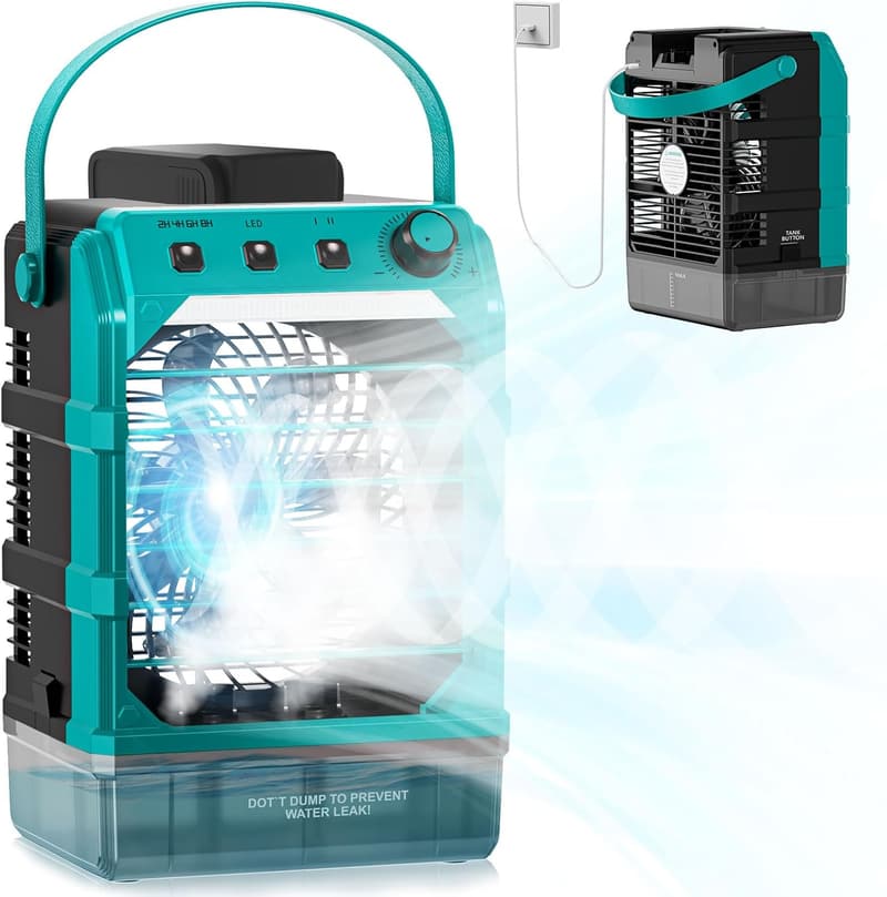 Mobiler Ventilator mit Wasserkühlung für Makita 18V Akku und USB