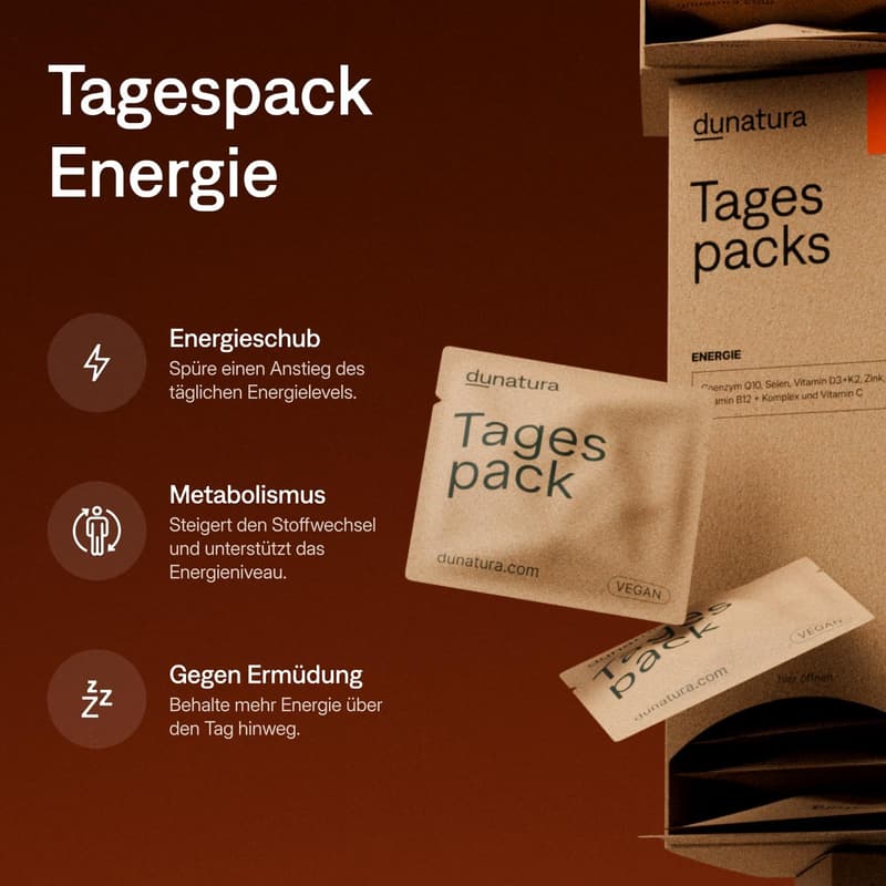 Dunatura Tagespacks Energie - 4 Wochen hochdosiert gegen Erschöpfung