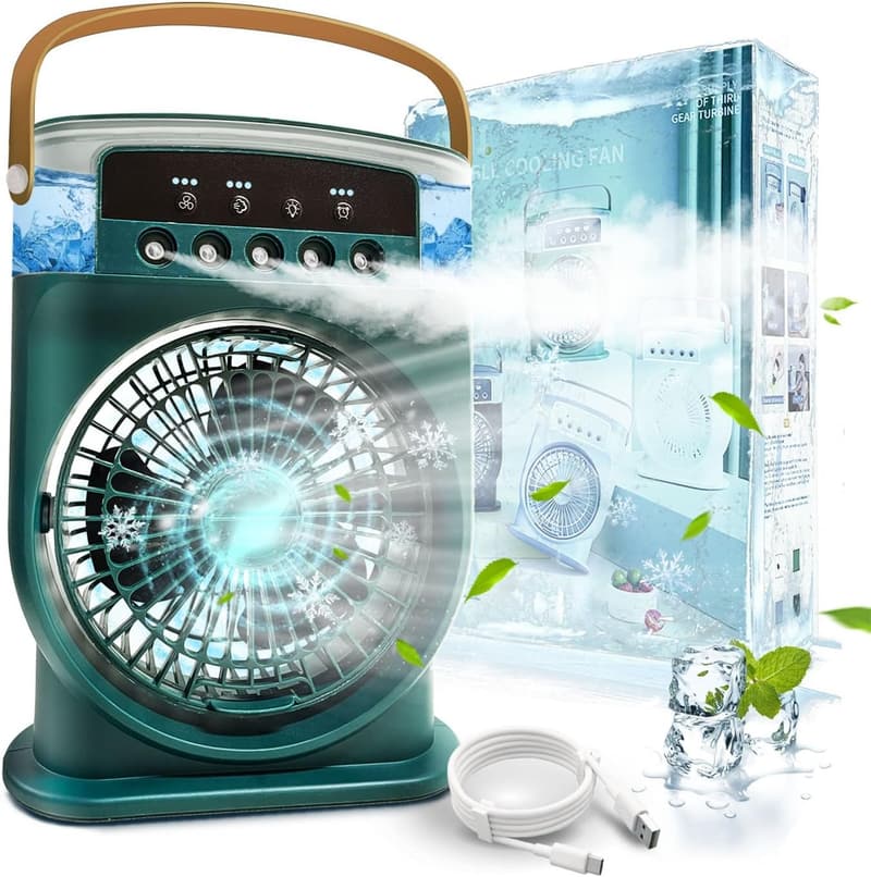 Leise mobile Klimaanlage 4 in 1 mit Akku und Verdunstungskühlung