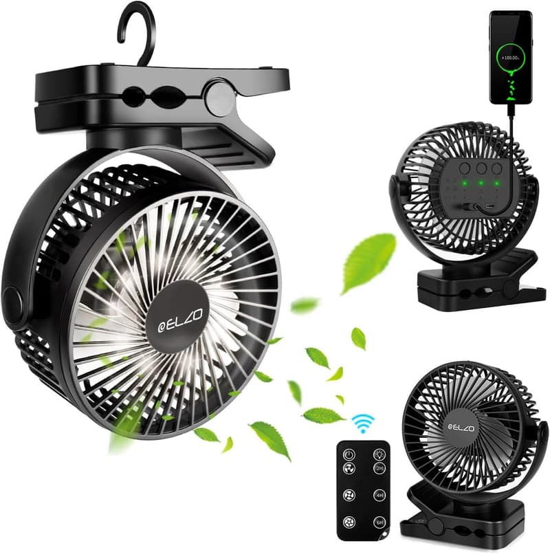 Wiederaufladbarer Camping-Ventilator mit LED und Fernbedienung, 12000mAh