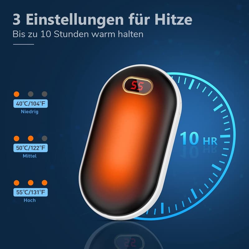 Wiederaufladbarer Handwärmer 10000mAh, tragbare Powerbank für Outdoor-Sportarten