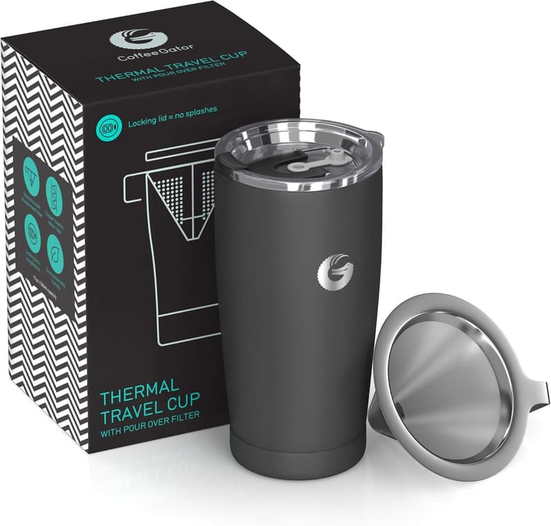 All-in-One Kaffeebereiter aus Edelstahl 585ml – Grau