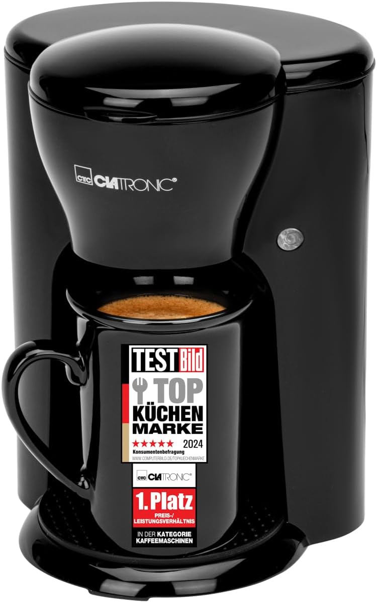 Kaffeemaschine für Singles mit Keramiktasse, Clatronic KA 3356