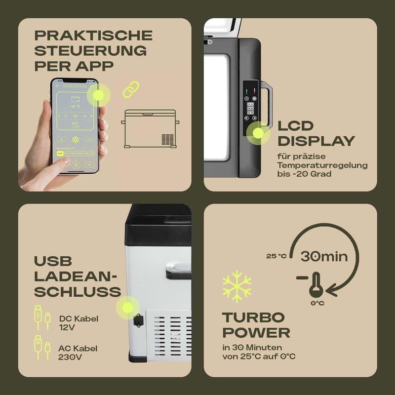 Elektrische Kühlbox mit Kompressor - 25L, bis -20°C, für Camping und Auto