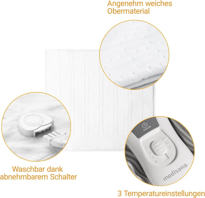 Medisana HU 665 Wärmeunterbett, 150 x 80 cm, waschbar, 3 Temperaturstufen
