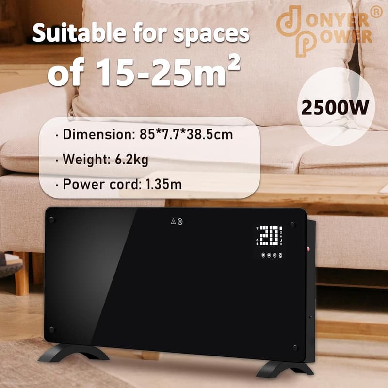 DONYER POWER 2500W Konvektor-Heizung mit WLAN und Fernbedienung