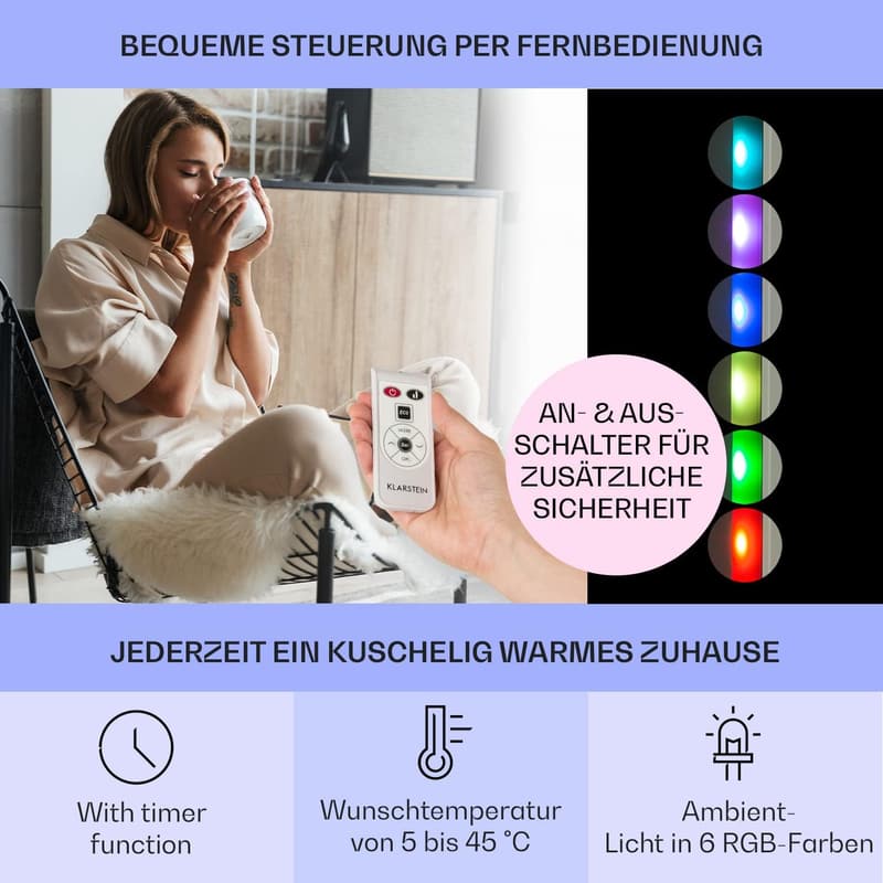Energiesparende Klarstein Elektroheizung 2000 Watt, mobil oder wandmontierbar