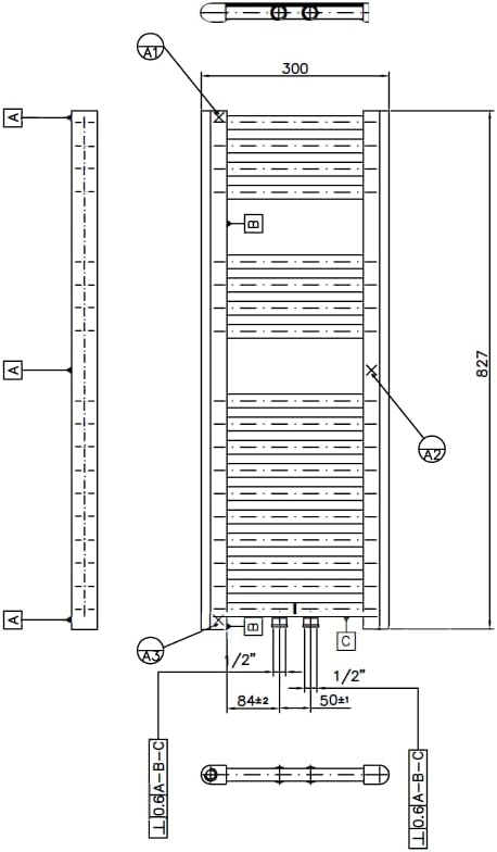 Kompakte Heizkörperheizung für Wohnmobile, 200 Watt, 827x300 mm, weiß