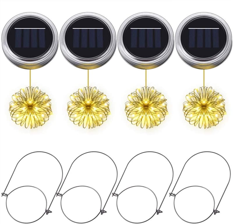 LED-Lichter für Einmachgläser – 4er Set, perfekte Garten-Dekoration