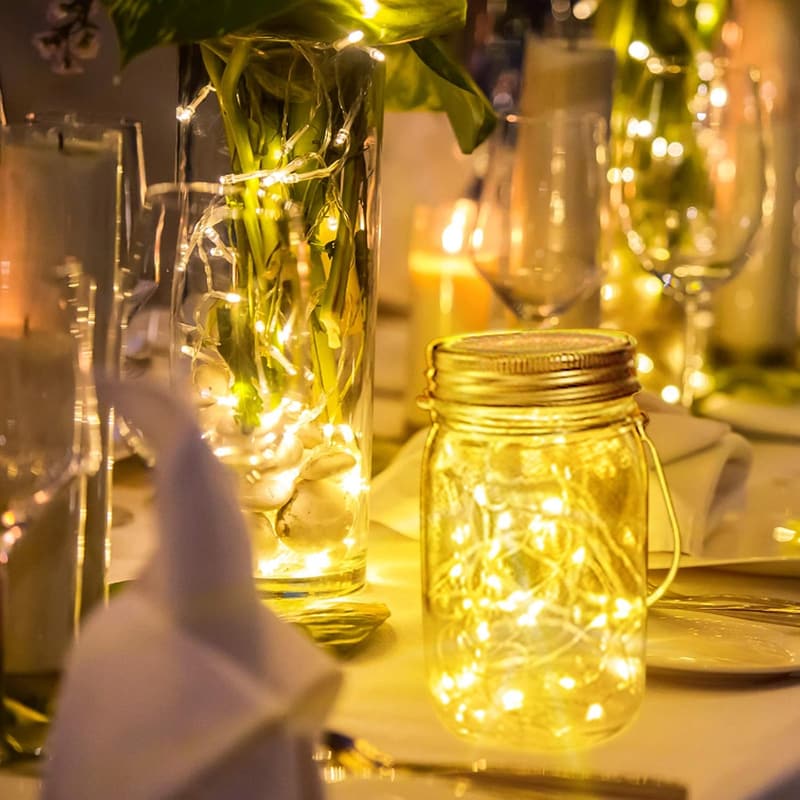 LED-Lichter für Einmachgläser – 4er Set, perfekte Garten-Dekoration