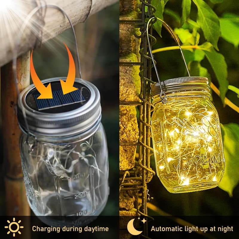 6er Set Solarleuchten für Glas-Mason-Jars, 30 LED, Garten-Dekor