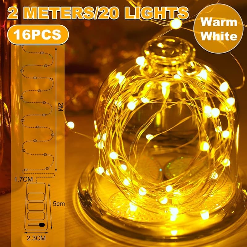 Flaschenlichterkette 2M mit 20 warmweißen LEDs für Hochzeitsdeko