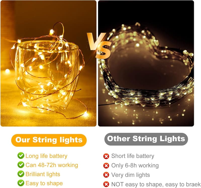 Flaschenlichterkette 2M mit 20 warmweißen LEDs für Hochzeitsdeko