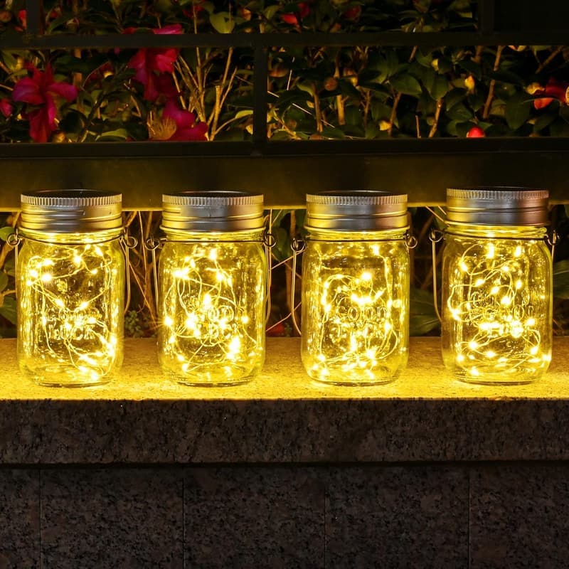 Solarlaterne für Garten und Terrasse, 4er Set mit 120 LED, IP44
