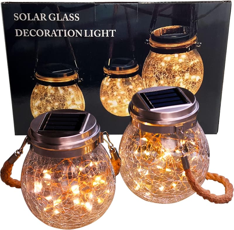2er Set LED Solargläser mit 30 warmweißen LEDs und Akku
