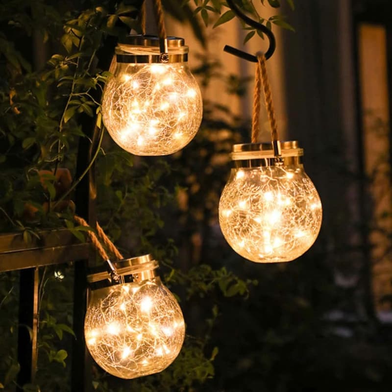 2er Set LED Solargläser mit 30 warmweißen LEDs und Akku