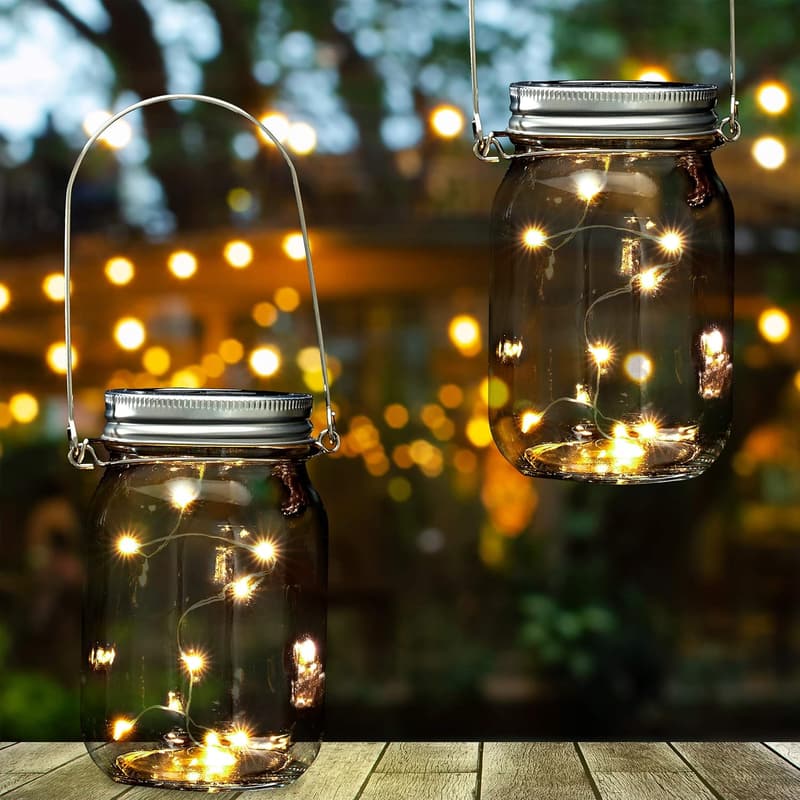 Solarleuchten im Einmachglas 2er Set mit 8 LEDs für den Garten