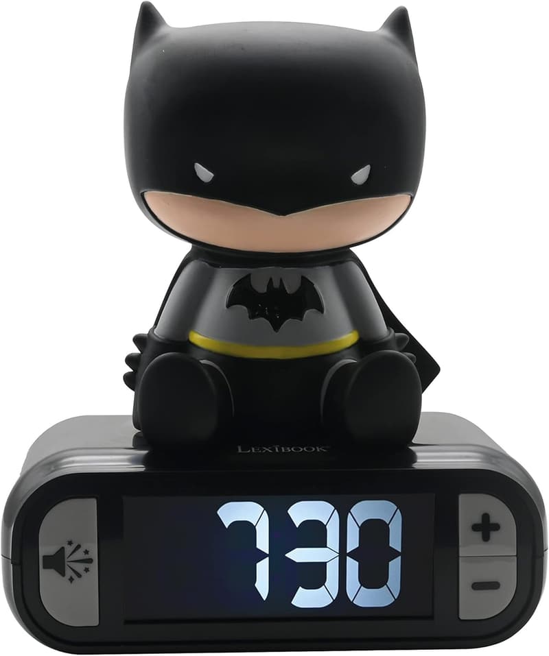 Batman Wecker mit Nachtlicht, 6 Alarme & Snooze-Funktion