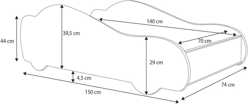 Kinder Autobett Batman 70x140 cm mit Rausfallschutz, schwarz
