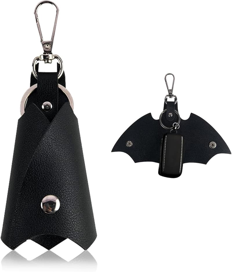 Bat-man Schlüsselanhänger aus Kunstleder für Autoschlüssel (Schwarz)