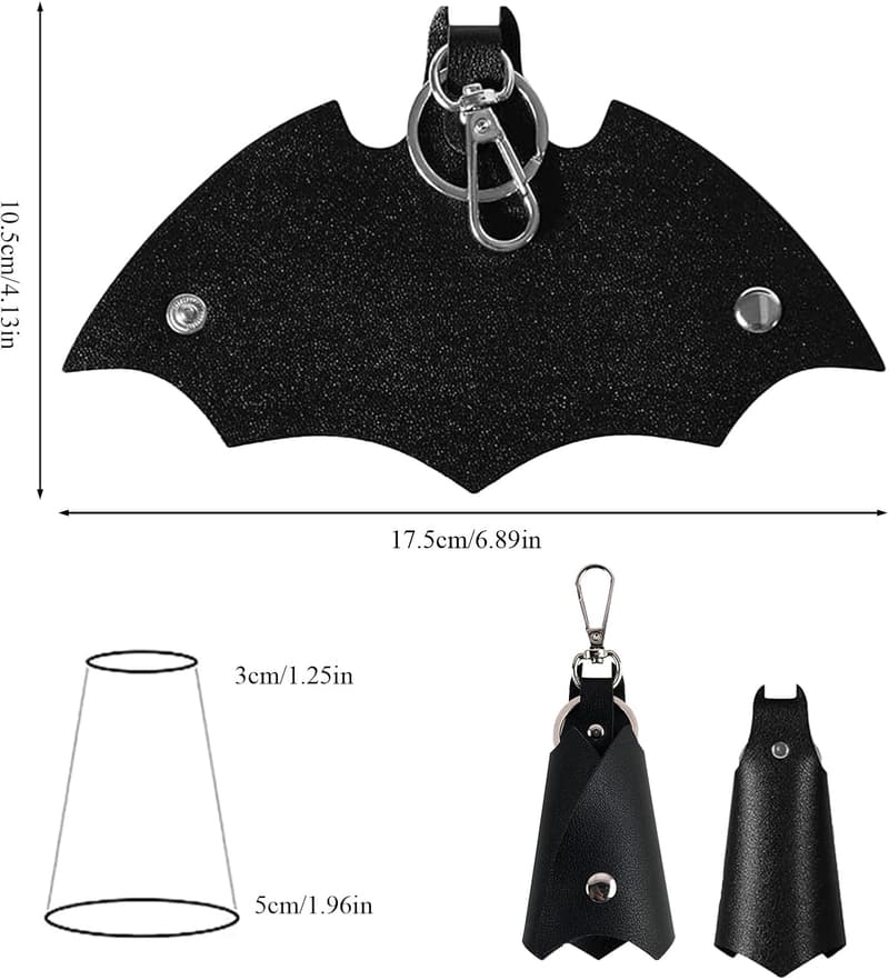 Bat-man Schlüsselanhänger aus Kunstleder für Autoschlüssel (Schwarz)