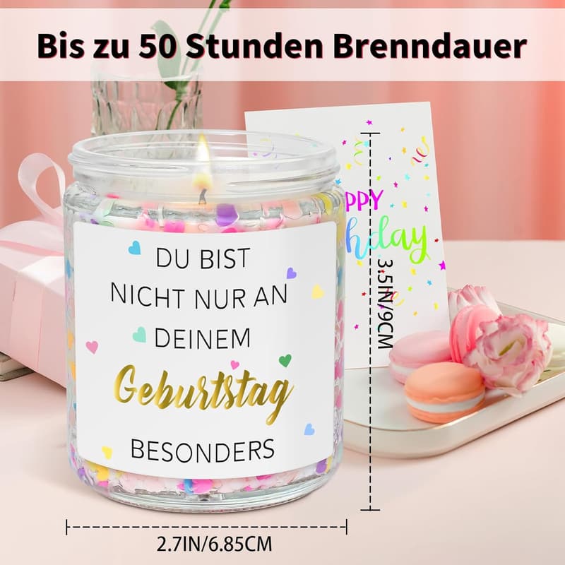 Geburtstagskerze für Frauen, Vanille-Duft, 200g