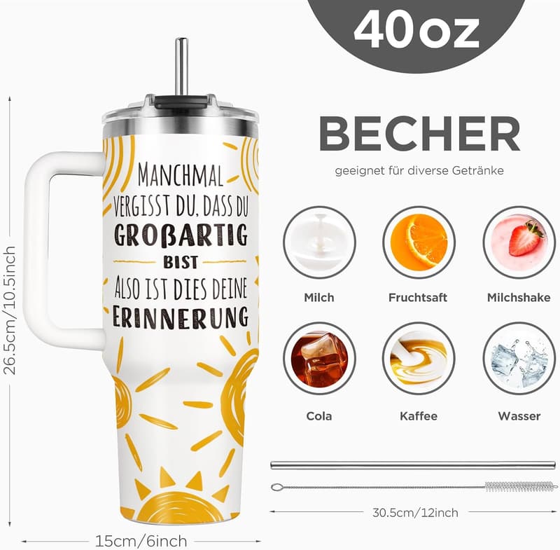 Inspirierender Thermobecher mit Sonnenmuster für Frauen