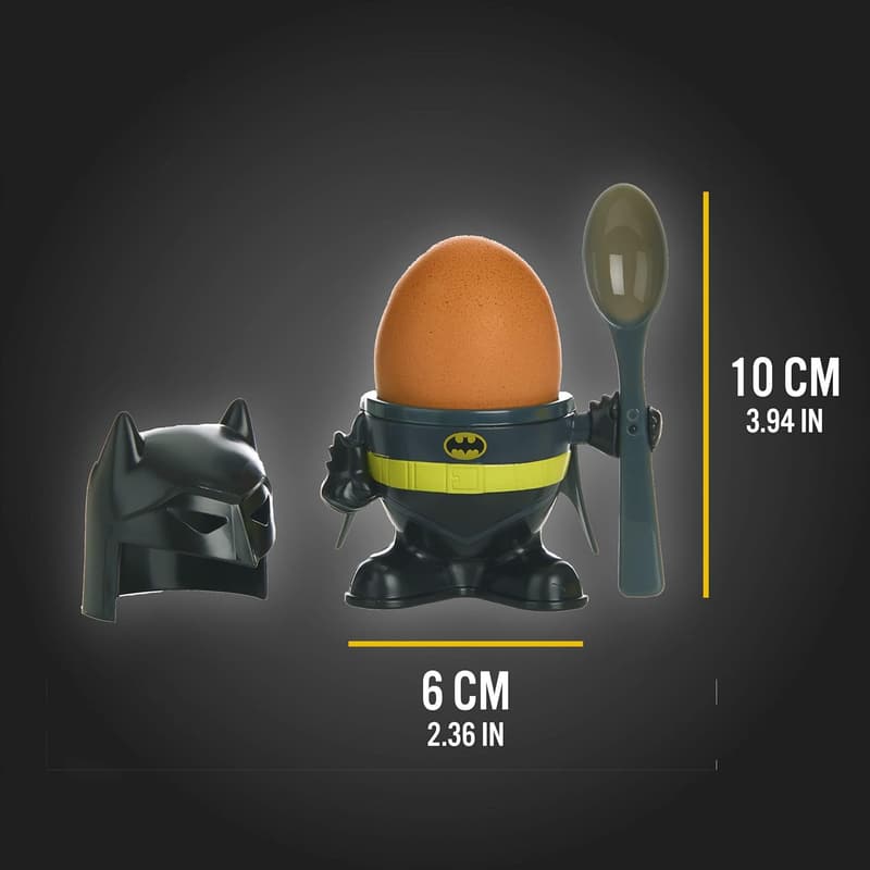 Batman Frühstücksset – Offizielles DC Comics Geschenk mit Eierbecher, Löffel und Toastschneider