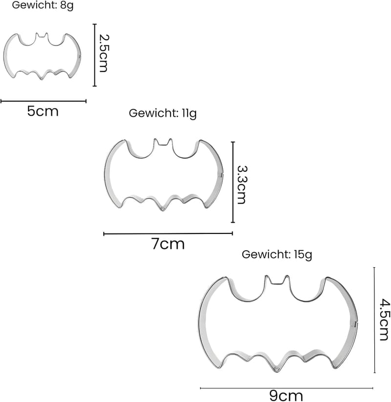 Batman Ausstechformen Set für Offiziersbursche – Edelstahl, 3 Stück