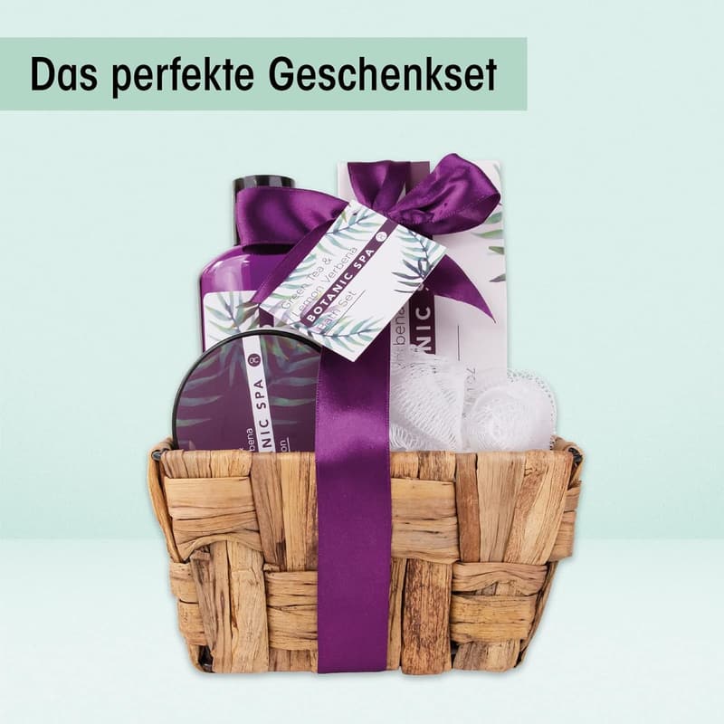 Wellness Geschenkset zum Geburtstag – Badeset für Frauen im Seegraskorb