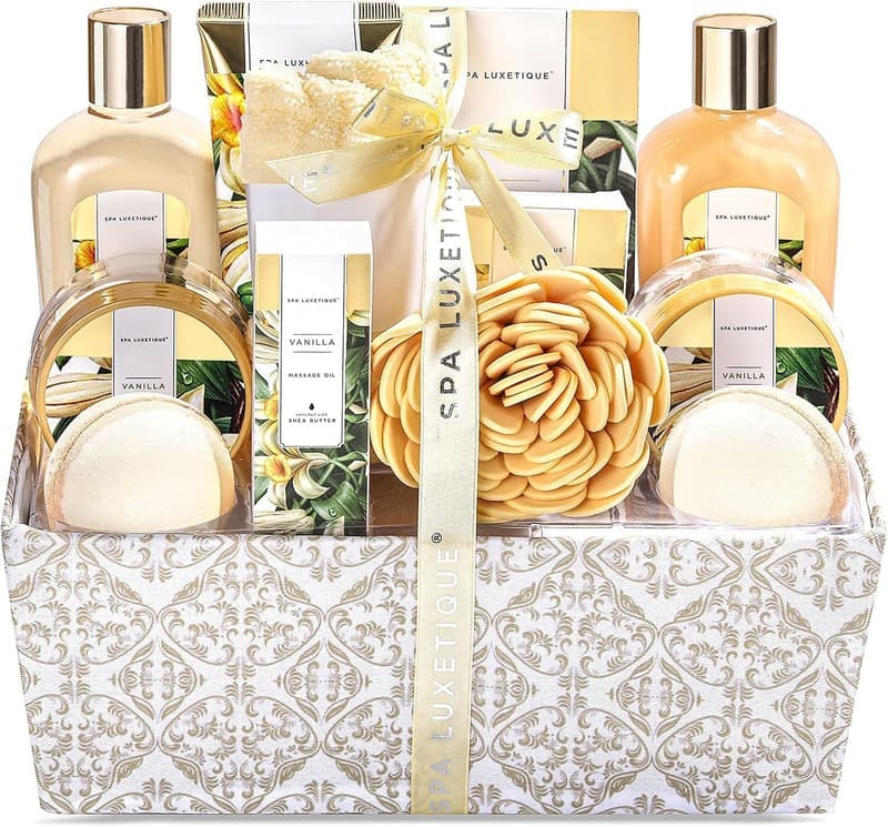 Vanilleduft Geschenkset für Frauen - 12 tlg. mit Badesalz und Badebomben