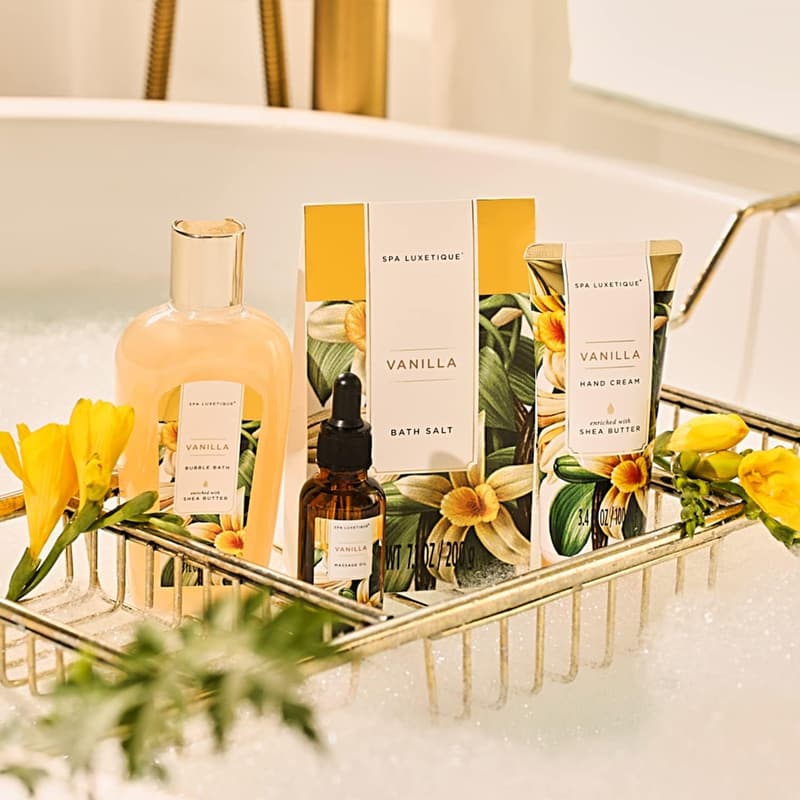 Vanilleduft Geschenkset für Frauen - 12 tlg. mit Badesalz und Badebomben