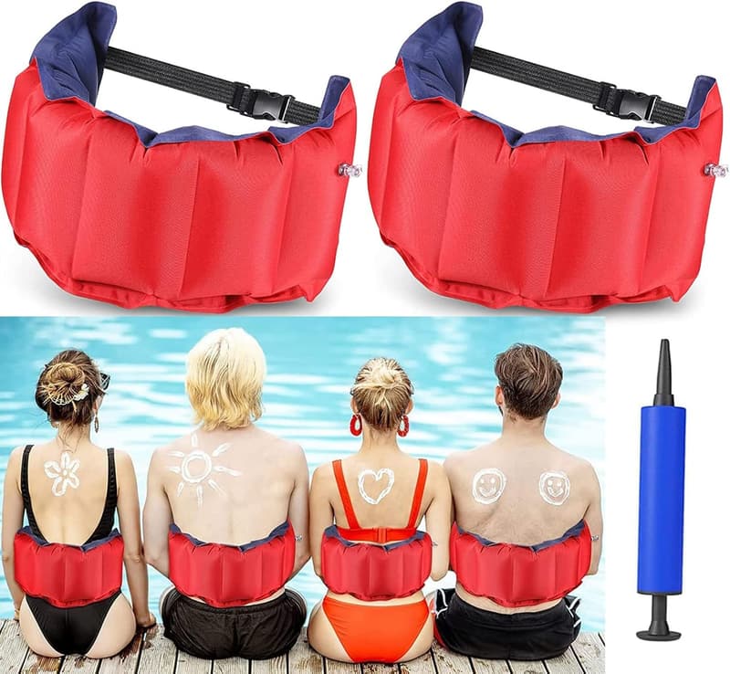 2er Set Schwimmgürtel, aufblasbare Trainingshilfe, verstellbar für Kinder und Erwachsene