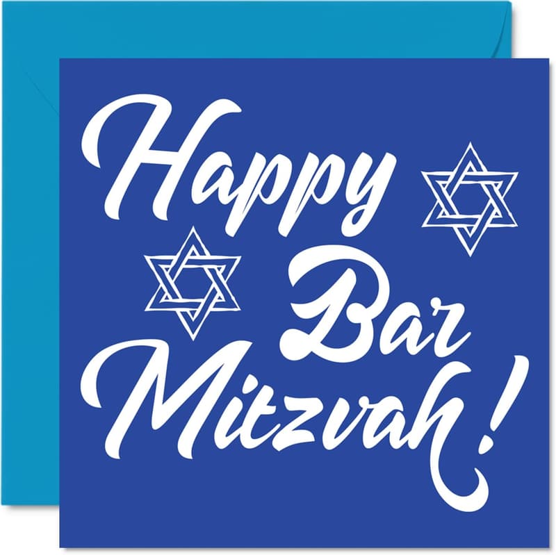 Bar Mitzwa Karte für Jungen – Glückwunschkarte 145 mm x 145 mm